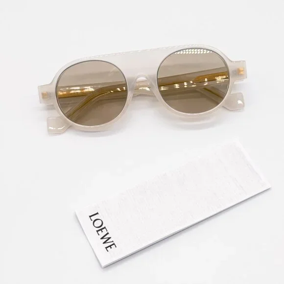 NEW LOEWE LW40020I 21E WHITE BROWN ROUND SUNGLASSES LOEWE display picture 2